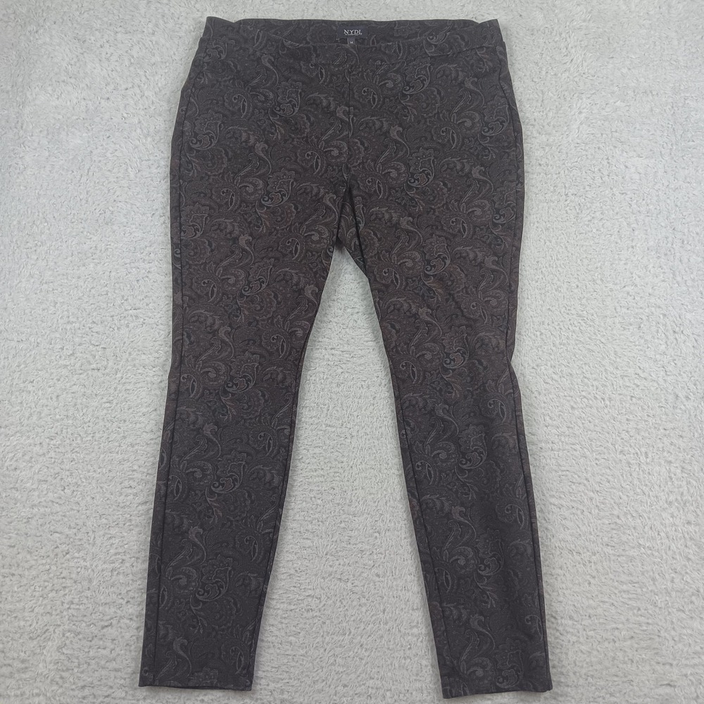 NYDJ Paisley Print Slim Leggings Women 14 Brown Black Lift Tuck MPSP206Z